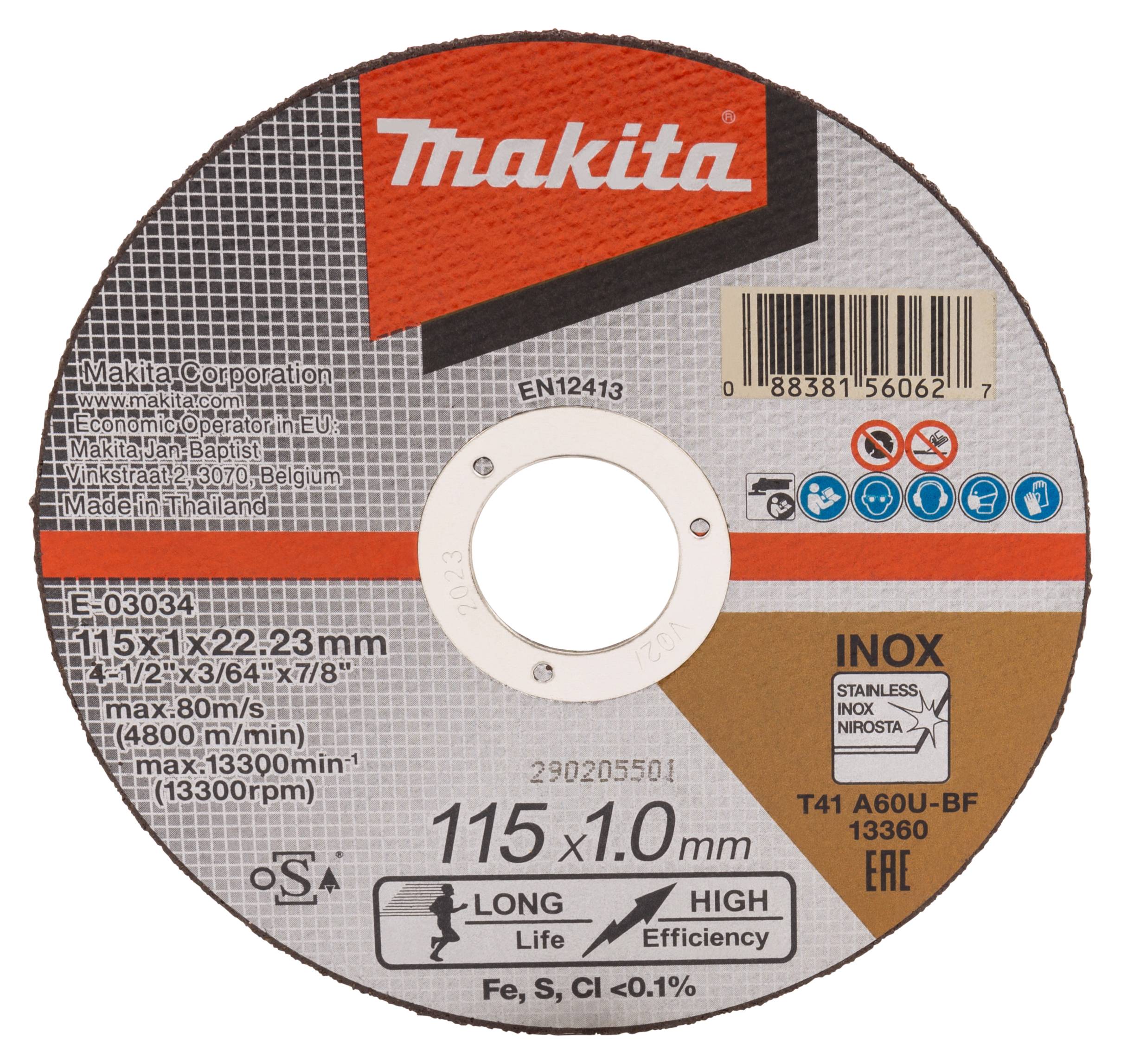 Makita Doorslijps. 115X1.0mm RVS 12st - E-03034-12-0