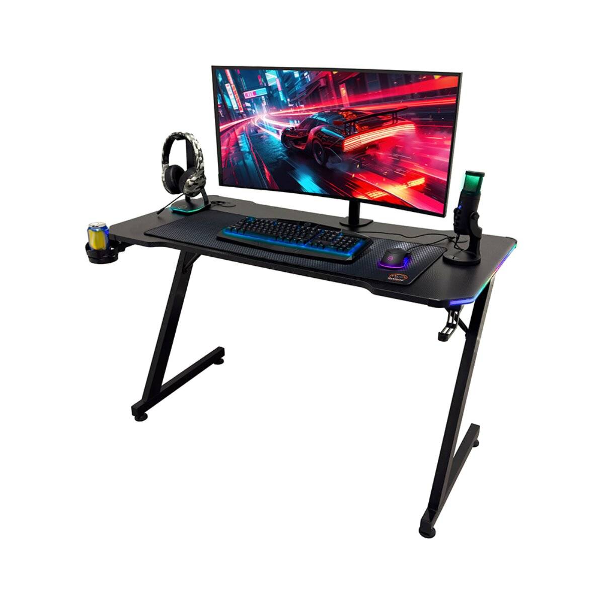 Qware Gamingtafel Durham Zwart RGB Bureau 120 cm met Touch Control-0