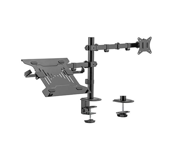 Gembird MA-DA-03 Verstelbare bureausteun met monitorarm en notebooklade (draaien, kantelen, zwenk...-0
