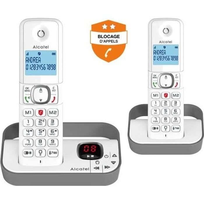Draadloze vaste telefoon - ALCATEL - F860 voice duo grijs - Ongewenste oproepen blokkeren-0