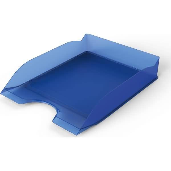Duurzame, stapelbare brievenbakken voor A4-C4-formaat, blauw transparant.-1