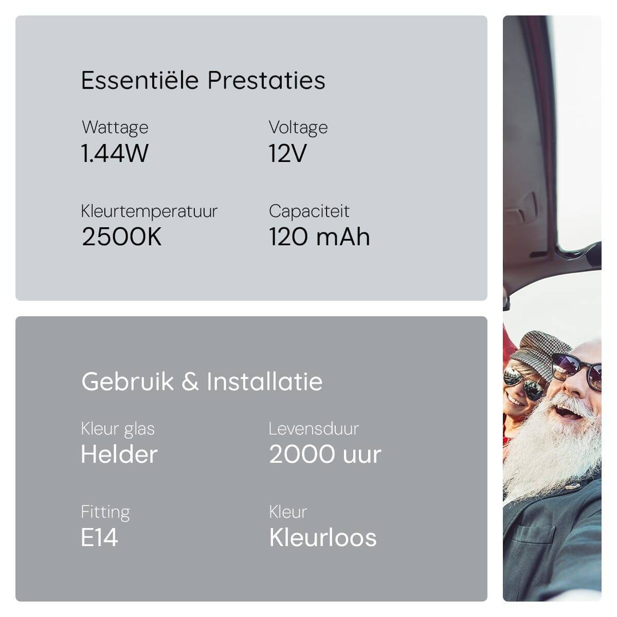 OE Lightning Signaallamp E14 vervanglamp - 1.44W 12V - 2500K Wit - T14 - 14x30mm - 120mA - Auto - Dimbaar - 5 stuks-3