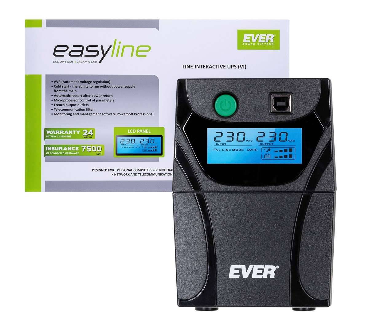 Ever EASYLINE 650 AVR USB Line-interactive 0,65 kVA 360 W-0