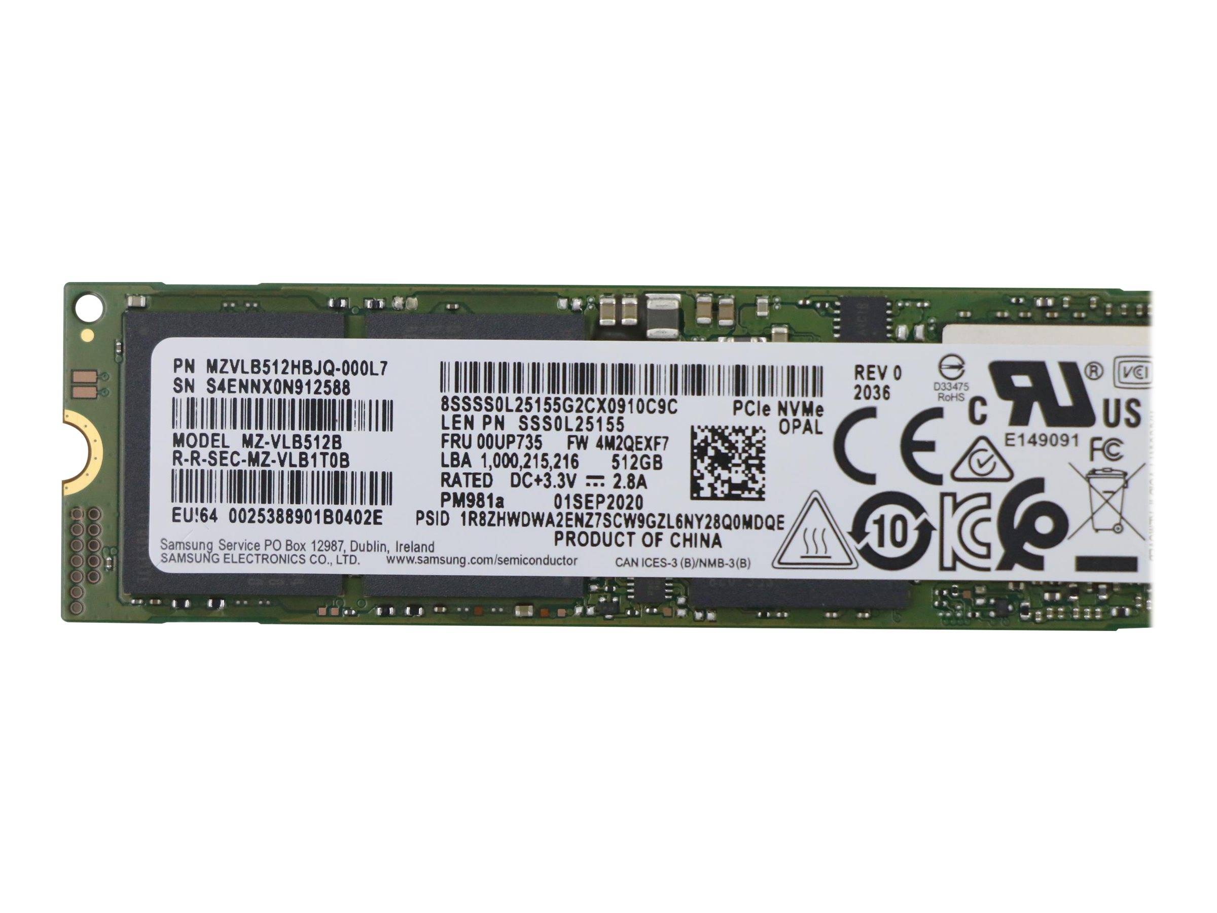 Lenovo Samsung - SSD - gecodeerd - 512 GB - intern - M.2 2280 - PCIe 3.0 x4 (NVMe)-1