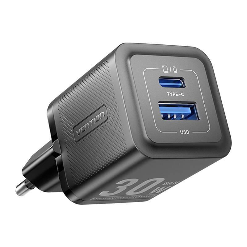 Vention-oplader 1x USB-A 1x USB-C GaN 30W-0