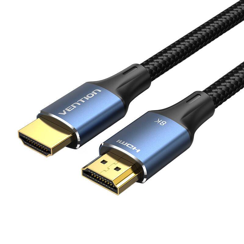 Vention katoenen gevlochten HDMI-A mannelijke naar mannelijke HD-kabel 8K 2M blauw aluminiumlegering type-4