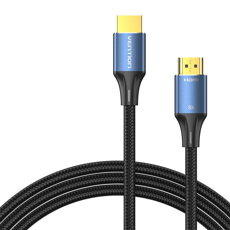 Vention katoenen gevlochten HDMI-A mannelijke naar mannelijke HD-kabel 8K 2M blauw aluminiumlegering type-5