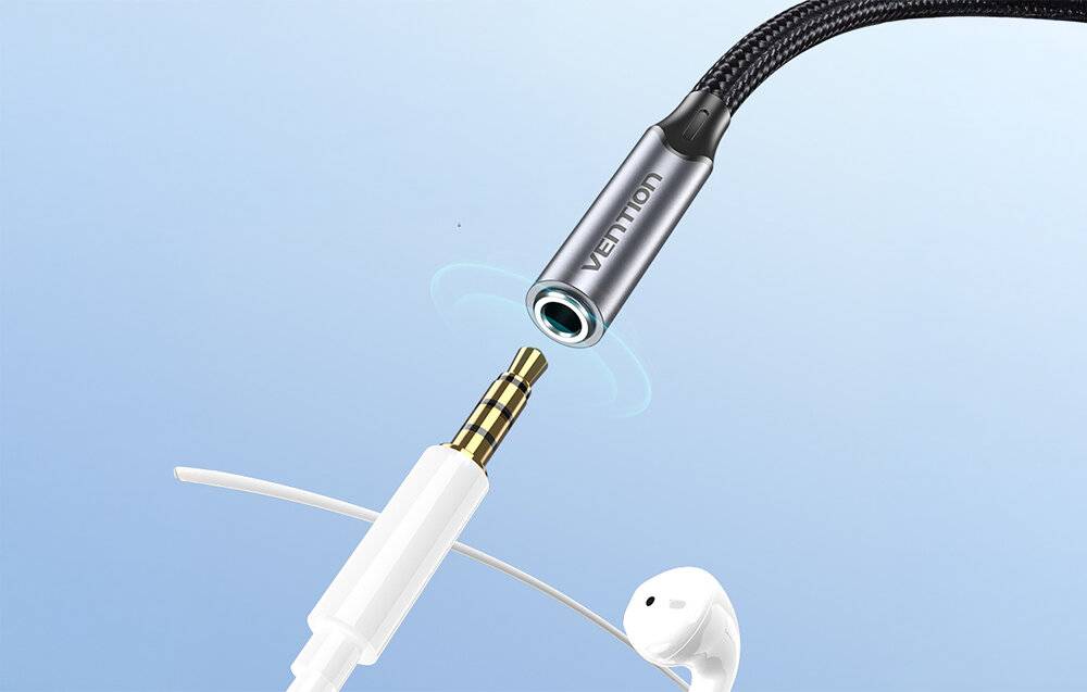 Vention USB-C mannelijk naar 3,5 mm koptelefoonaansluiting met DAC-adapter 0,1 m grijs aluminiumlegering type-3