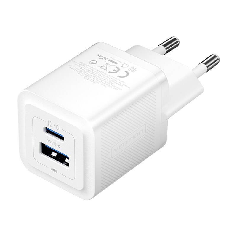 Vention 30W - oplader met GaN-technologie, 1x USB-A, 1x USB-C (wit)-2