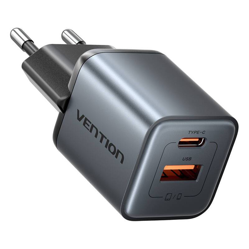 Vention 30W - oplader met GaN-technologie, 1x USB-A, 1x USB-C (zwart)-2
