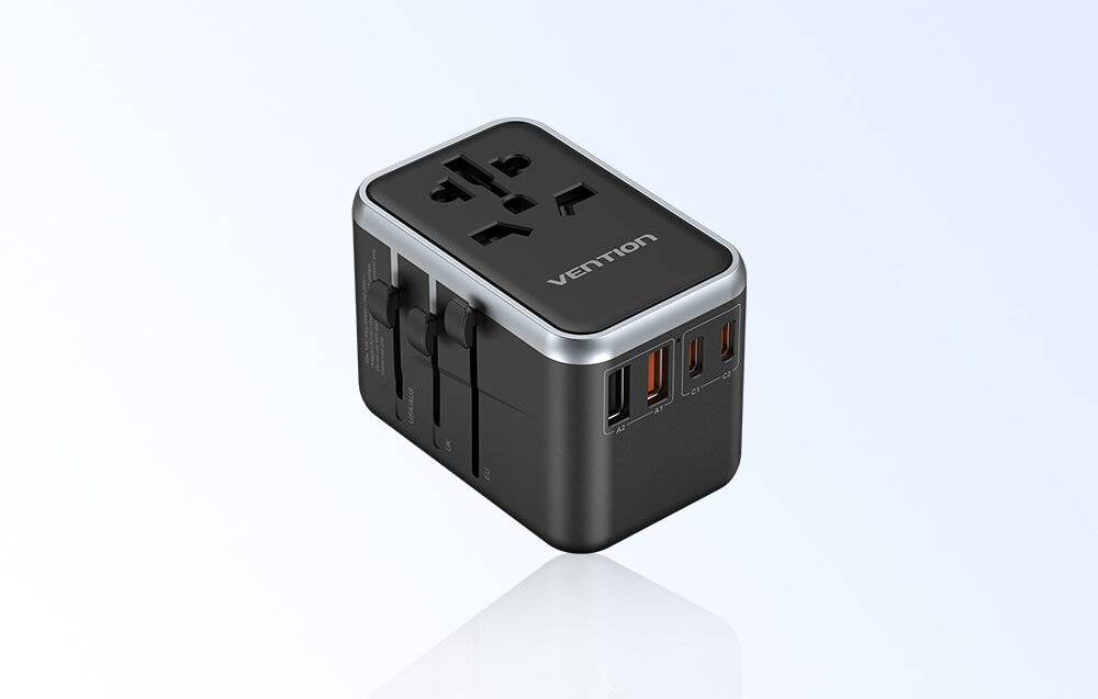 Bekroonde afbeelding voor Vention 65W GaN reisadapter en oplader 2x USB-A 2x USB-C