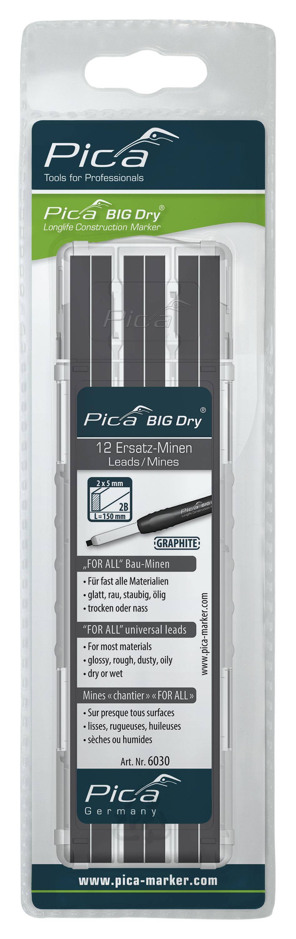 Pica BIG DRY markeerpotloodset VOOR ALLE grafiet - SB-0