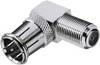 TRU COMPONENTS TC-2520009 F-adapter, haaks Haakse kabeluitgang Aansluitingen: F-Quick-koppeling, F-bus 100 stuk(s)