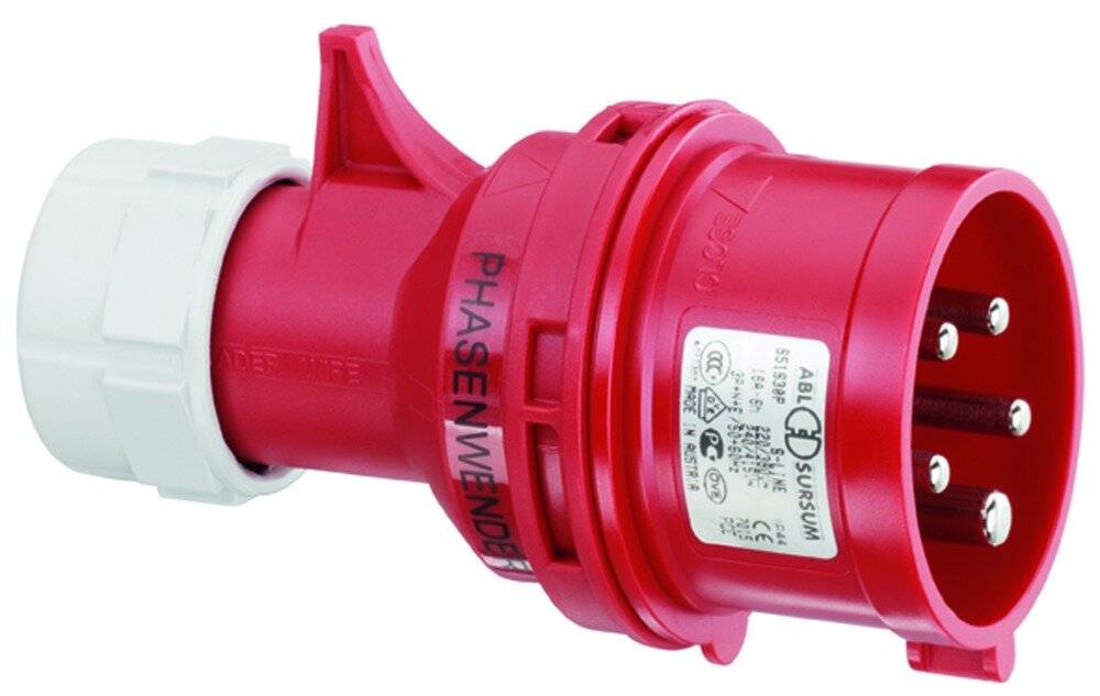 CEE stekker 32A 5-polig fasenwisselaar / faseomvormer - rood-2