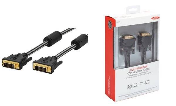 ednet DVI Aansluitkabel DVI-D 24+1-polige stekker, DVI-D 24+1-polige stekker 3.00 m Zwart 84521 Schroefbaar, Vergulde st-3