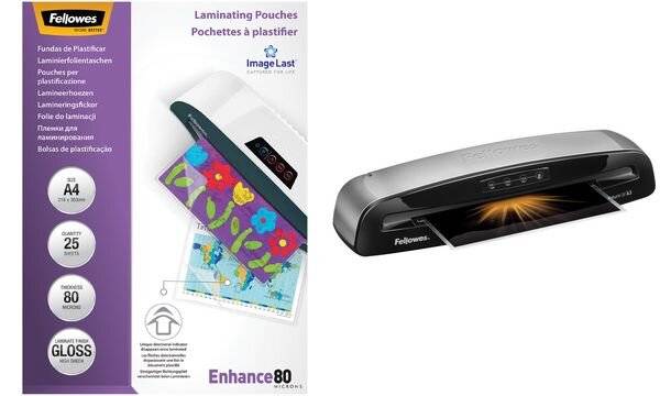 Fellowes 0043859739646 Fellowes - lamineermachine Saturn voor ft A3 + Bonus Pack van 100 lamineerhoezen (A4, 80 micr-1