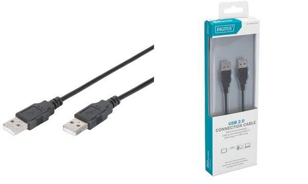 Digitus DB-300100-018-S USB-kabel USB 2.0 USB-A stekker, USB-A stekker 1.80 m Zwart Rond-3