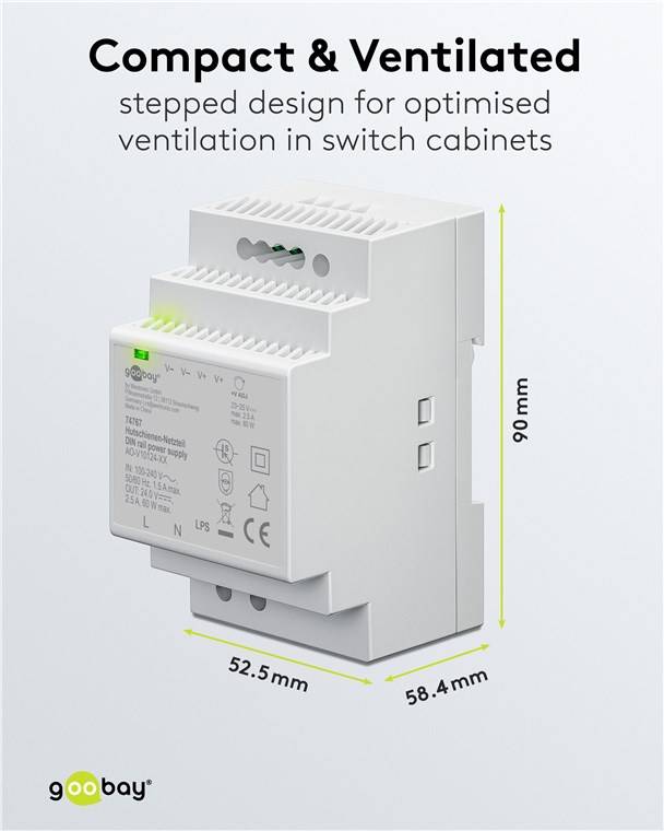 Goobay LED-transformator voor DIN-rail | 24V DC | 60W | IP20-3