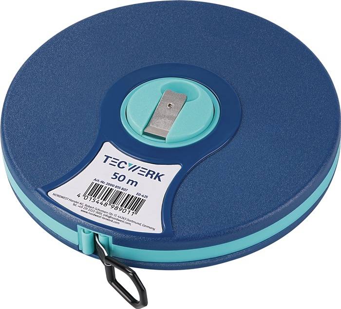 Rolmaat lengte 50 m bandbreedte 13 mm mm/cm EG III ABS nylonvezel TECWERK-0
