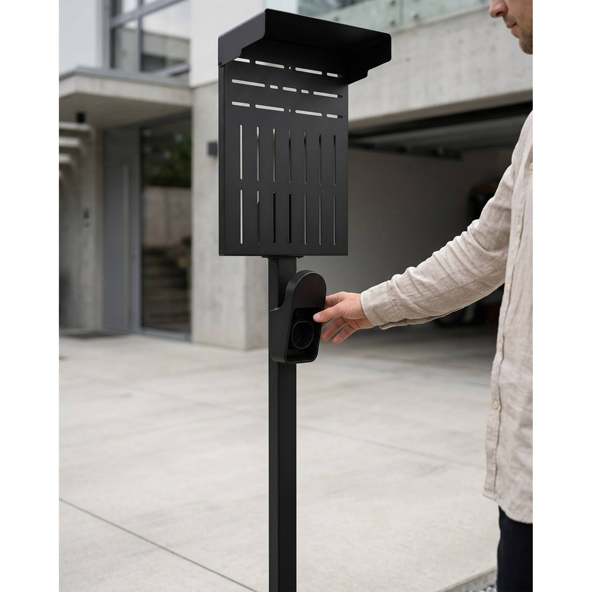 InLine® Universele muurboxstandaard XL met EV-oplaadkabelhouder, zwart-3