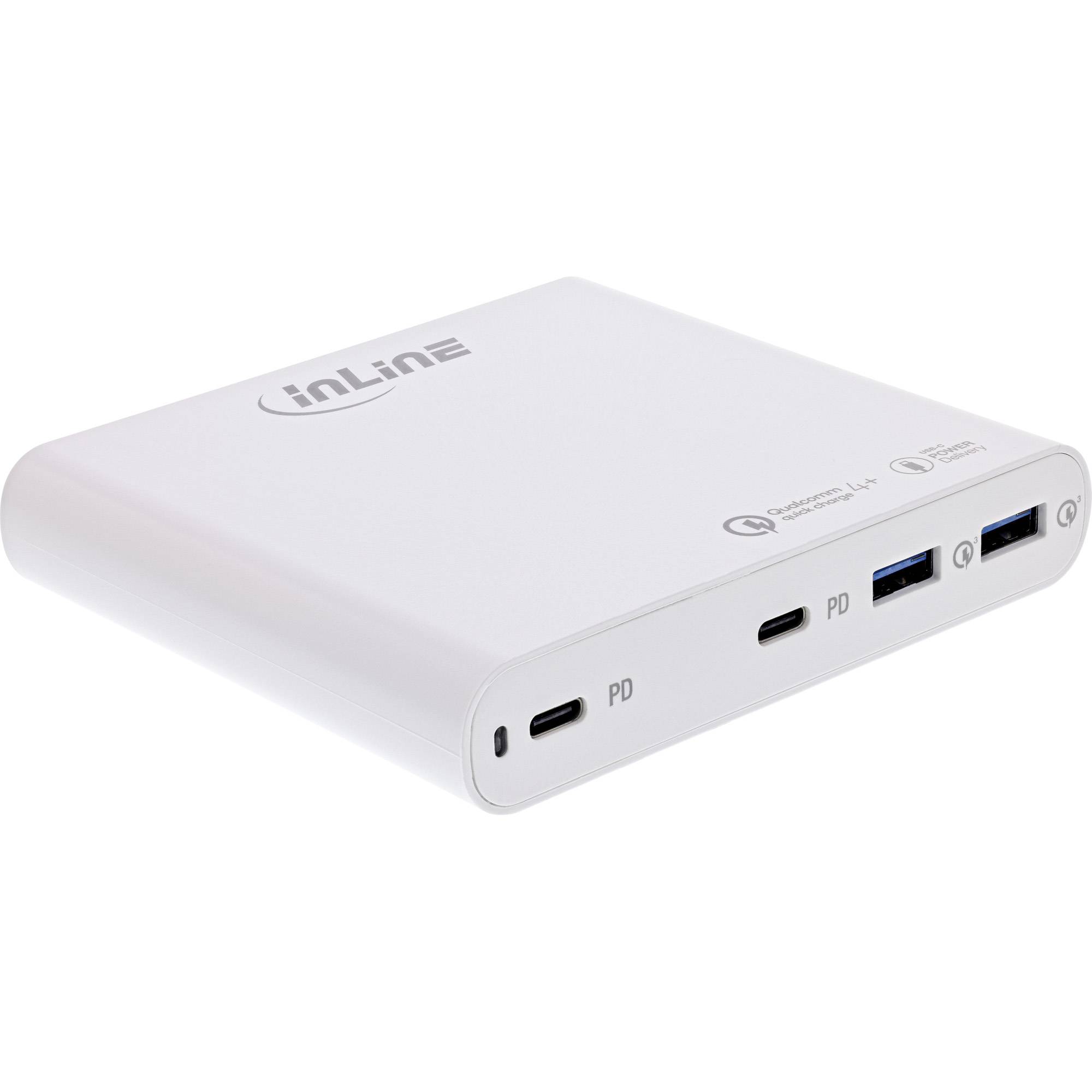 InLine® USB-voeding, GaN-lader, 4-poorts, 2x USB-C + 2x USB-A, 120W, wit-1