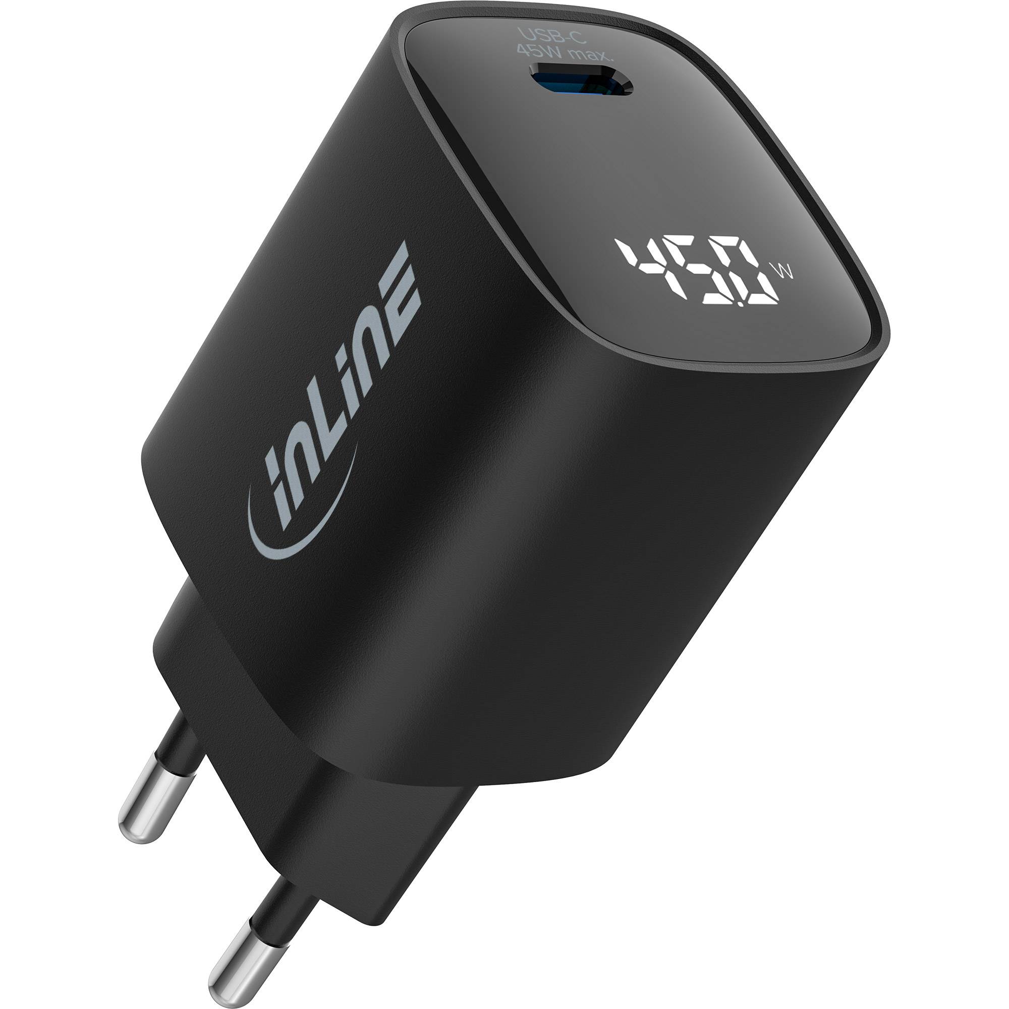 InLine USB lader | USB-C PD | GaN | 45W | display | zwart-3