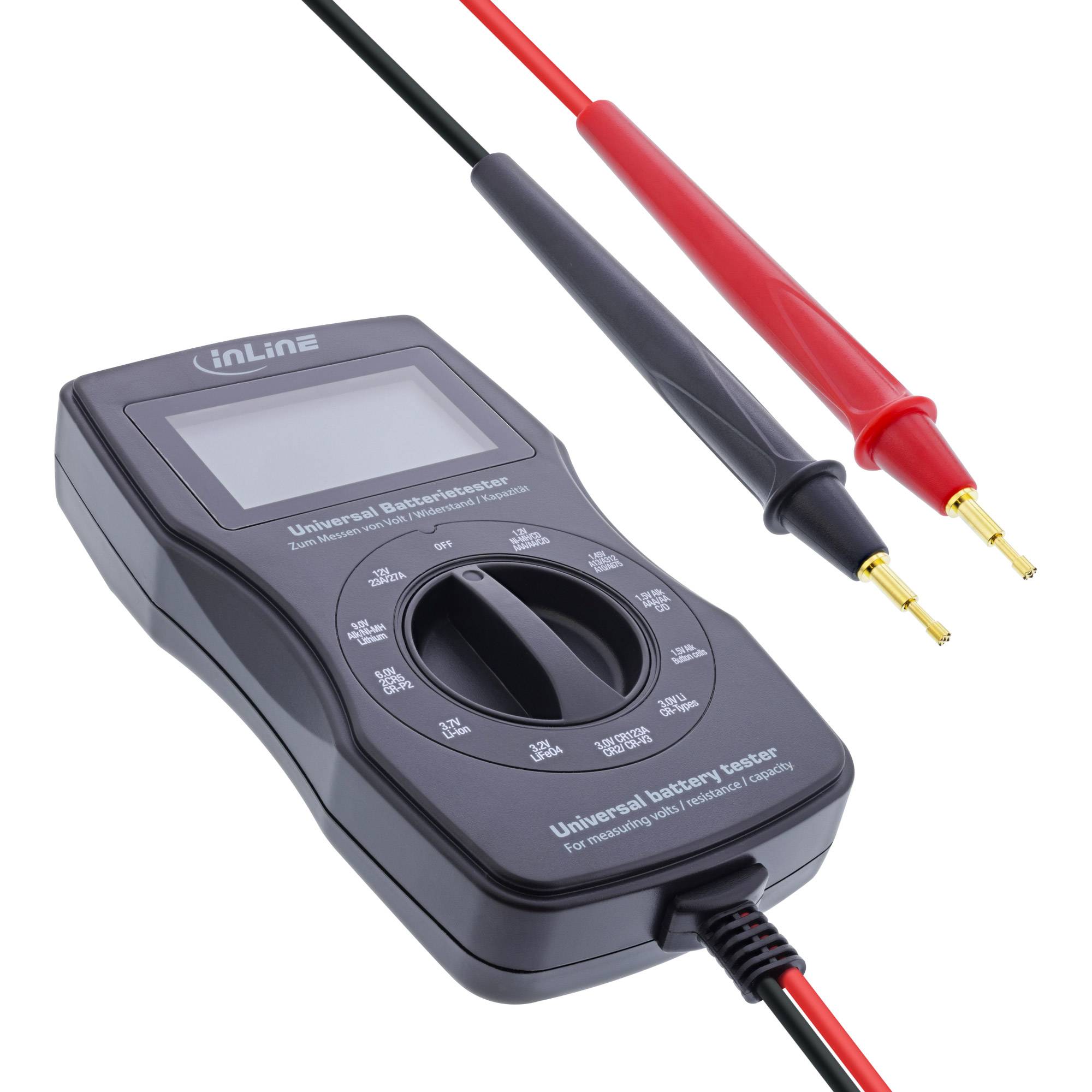 InLine multifunctionele batterijentester met LCD display-0