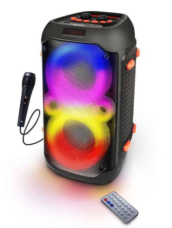 Esperanza EP156 BT FM LED RGB KARAOKE luidspreker zwart 20W