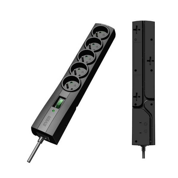 Ever T/LZ09-CLA050/0000 overspanningsbeveiligingslijst zwart 5 Stopcontact(en)