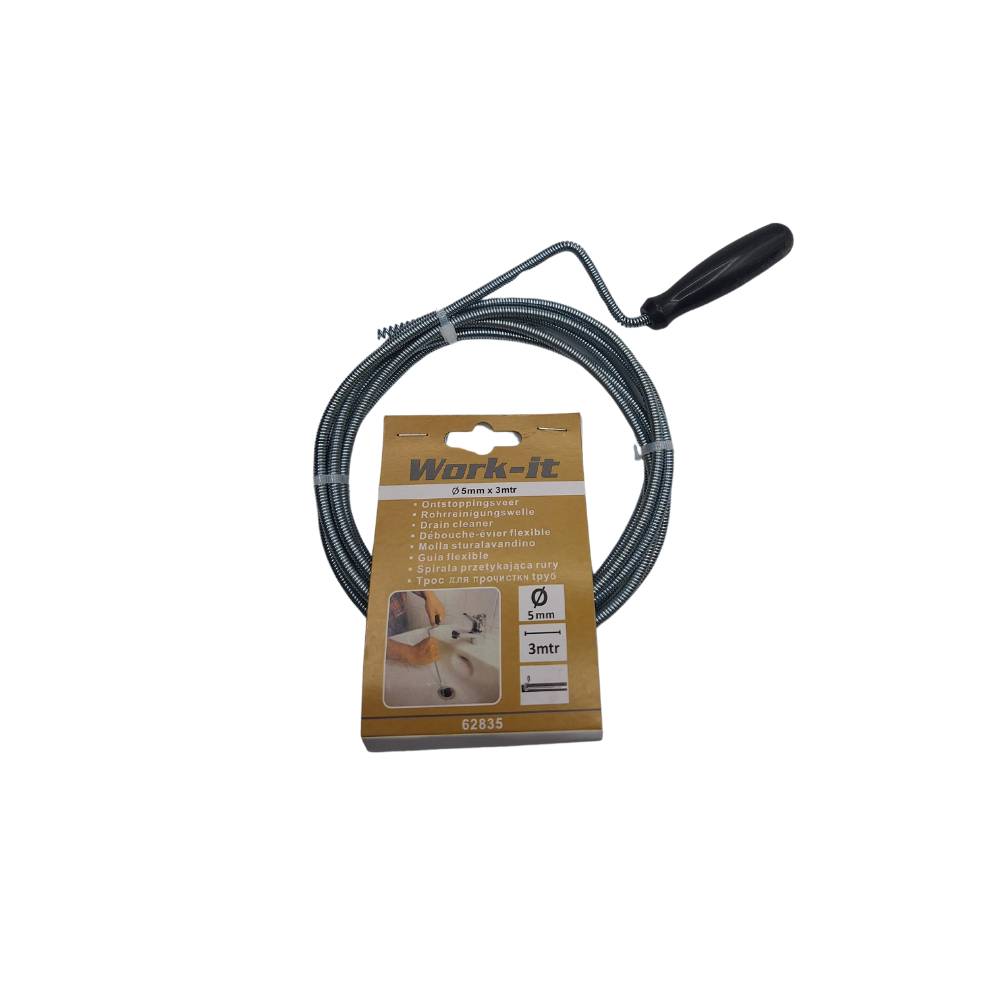 WORK-IT Gootsteen ontstoppingsveer rioolveer 3 meter x 6 mm-1