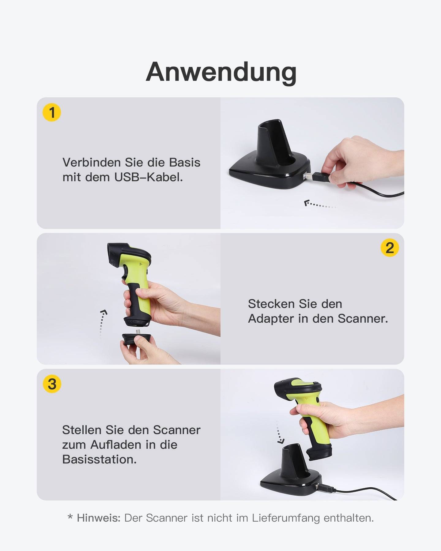 Inateck barcodescanner BS04001 2-1 basis [BS04001_zwart]-2