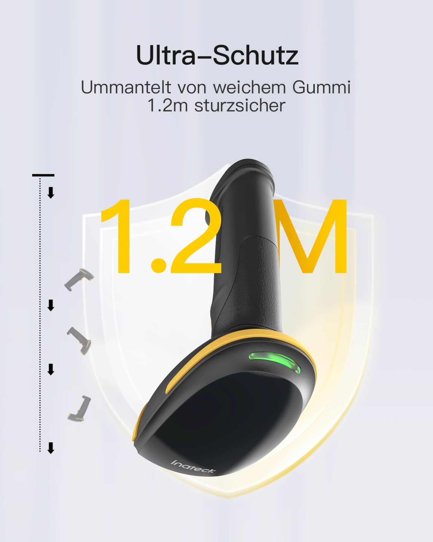 Inateck BCST-35 Draagbare streepjescodelezer 2D CMOS Zwart, Geel-2