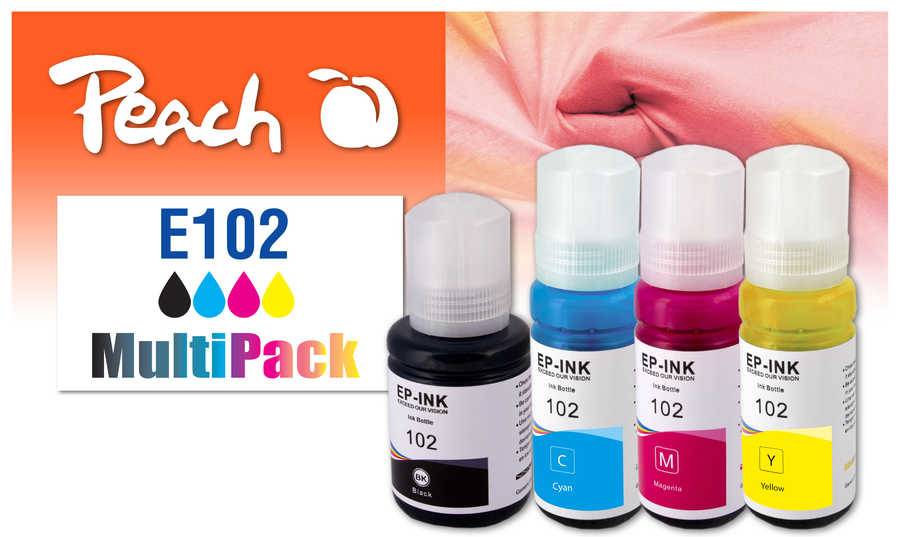 Peach 321328 inktcartridge, 4 stuks. Compatibel met normale opbrengst: zwart, cyaan, magenta, geel.-0