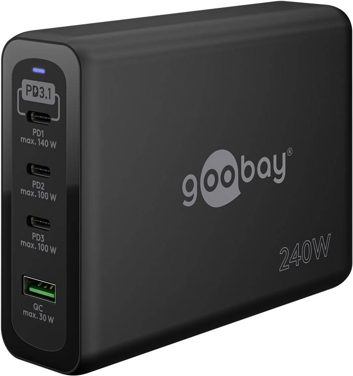 Goobay thuislader met 3x USB-C PD en 1x USB-A QC | GaN | 240W | zwart-0