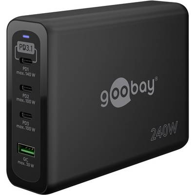 Goobay thuislader met 3x USB-C PD en 1x USB-A QC | GaN | 240W | zwart-0