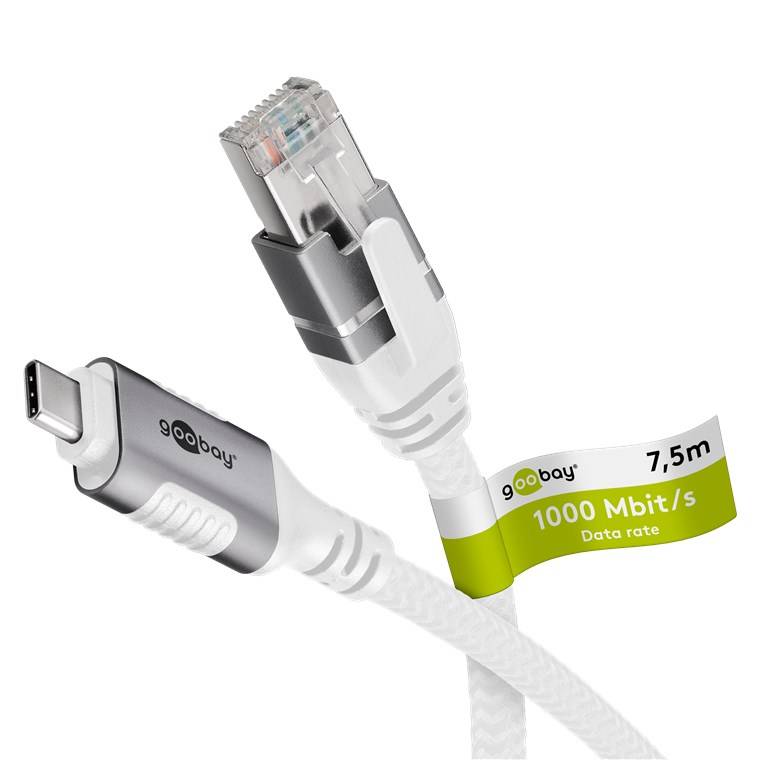 Goobay Ethernet-Kabel USB-C™ 3.1 auf RJ45, 7,5 m 7.5 m verbindet Router, Modem oder Netzwerk-Switch mit dem USB-C™-Port