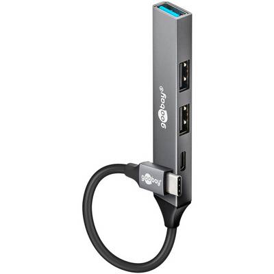 Goobay Slim 4-poorts USB-hub, USB-C™ naar USB-C™/USB-A, USB 3.2 - USB-C™-stekker > 1x USB-A-aansluiting (USB 3.2), 1x...-0