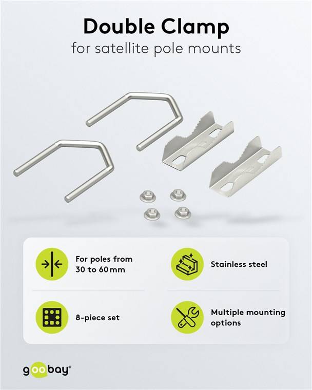 Goobay mastklem set voor satellietschotel | klemdiameter 30-60 mm | zilver-2