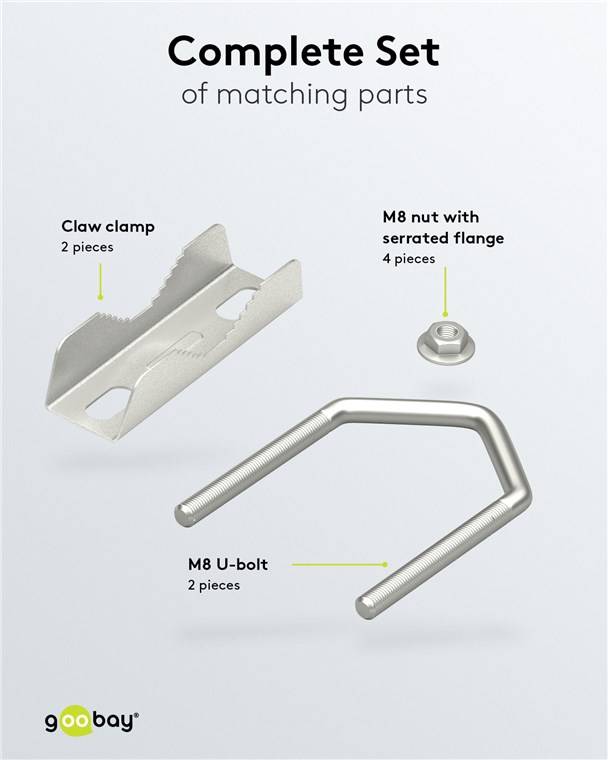 Goobay mastklem set voor satellietschotel | klemdiameter 30-60 mm | zilver-3