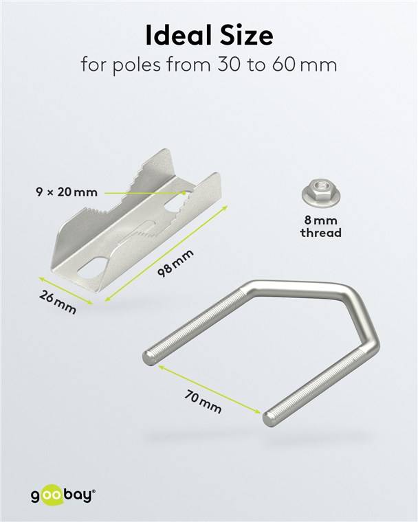Goobay mastklem set voor satellietschotel | klemdiameter 30-60 mm | zilver-4