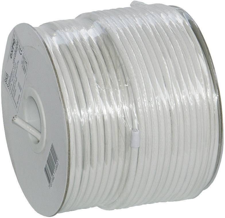 Een rol wit kabel, strak opgerold, met een los uiteinde, klaar voor gebruik in elektrische installaties.