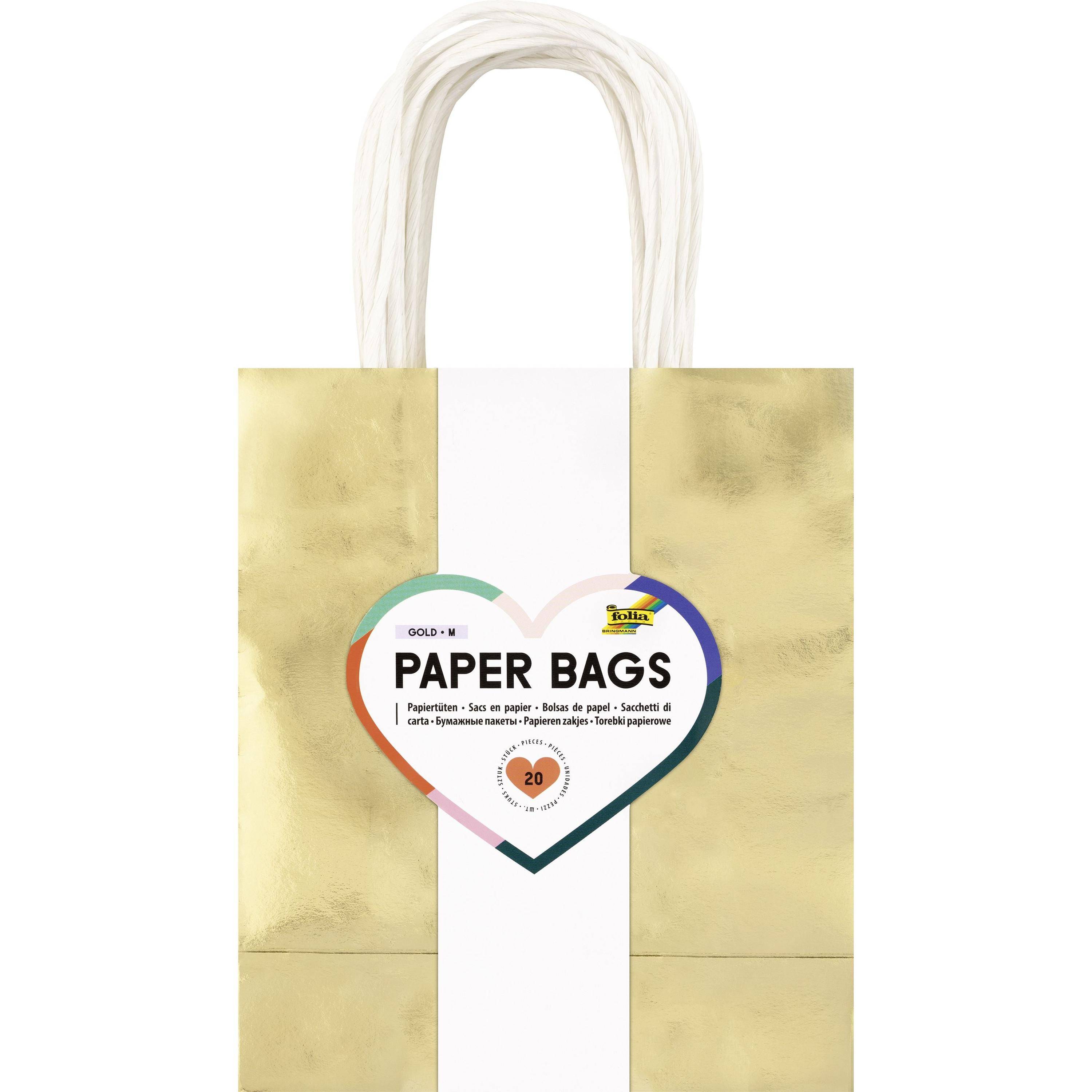 Cadeautas Folia goud kraft 24x31x12cm 20 stuks-0