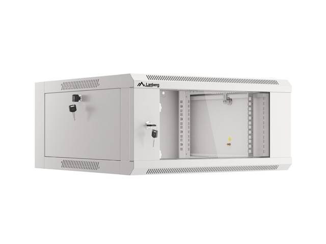 LANBERG 19" 4U 600mm wandkast met glazen deur (plat verpakt) grijs-0