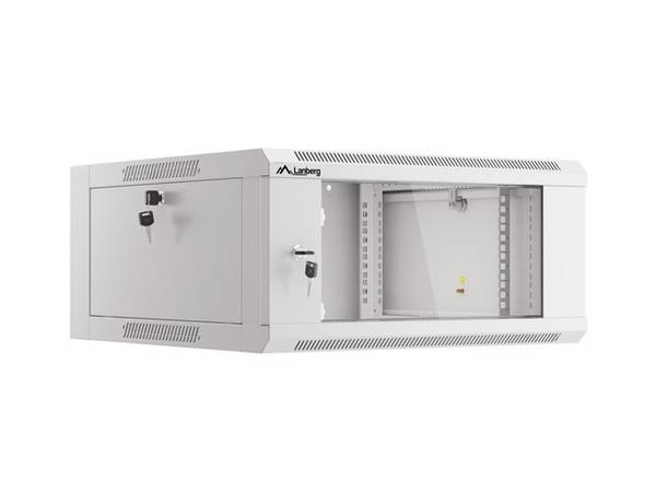 LANBERG 19" 4U 600mm wandkast met glazen deur (plat verpakt) grijs