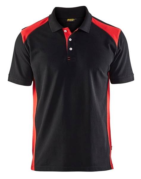 Blakläder Polo Pique 3324-1050-9956 Zwart / Rood Mt.L-0