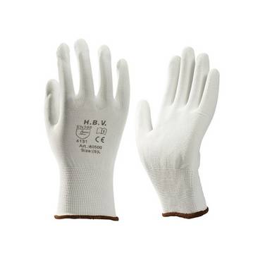 HBV Pu Polyester Witte Werkhandschoen Mt 9