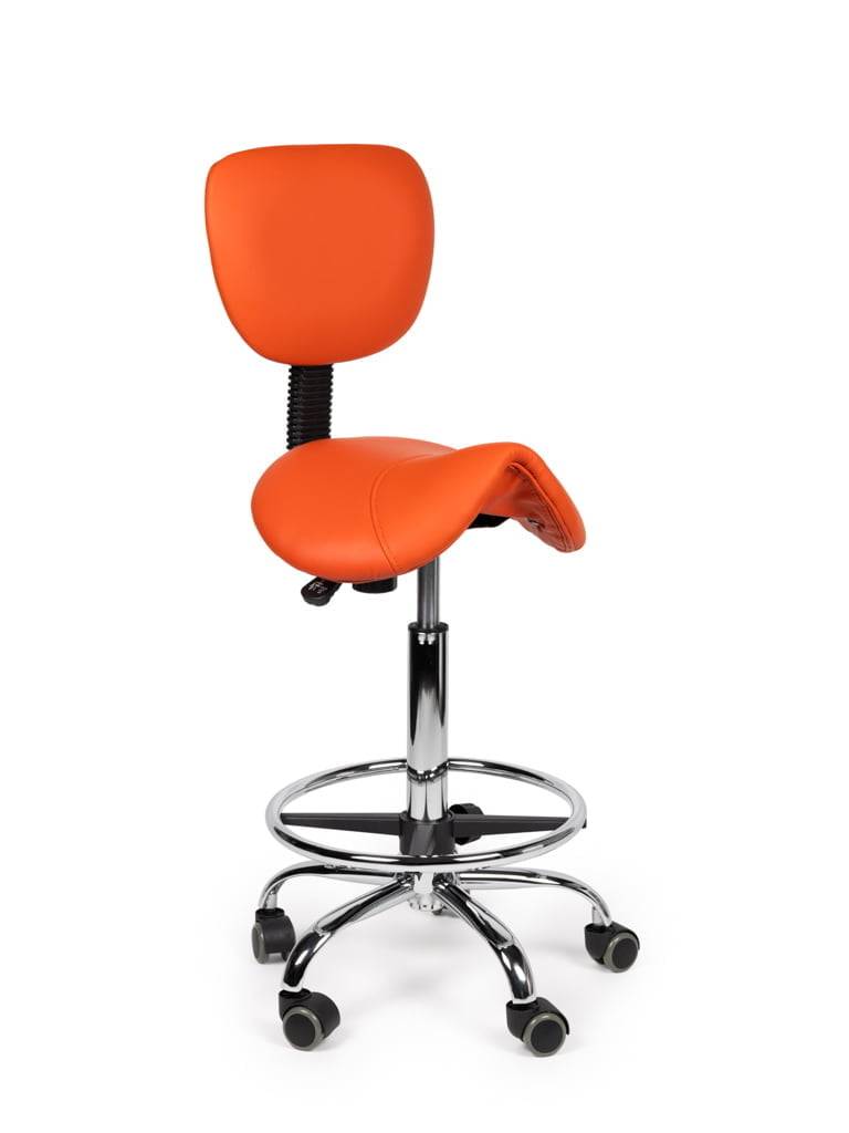 Ergonomische Zadelkruk met Rugleuning Oranje op Wielen-1