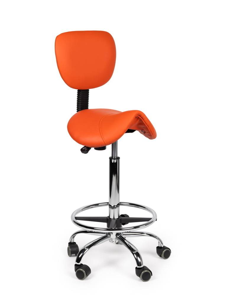 Ergonomische Zadelkruk met Rugleuning Oranje op Wielen-0