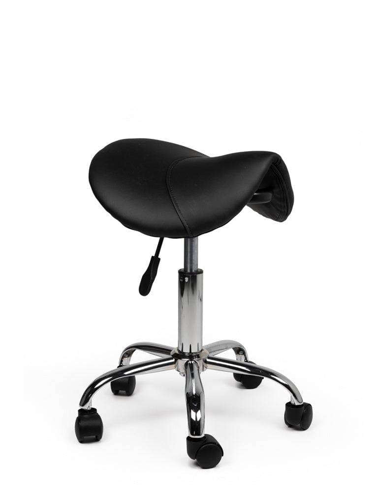 Zadelkruk Zwart – Ergonomische Zadelstoel met Wielen – Verstelbare Werkkruk voor Salon, Kappers & Thuisgebruik --0