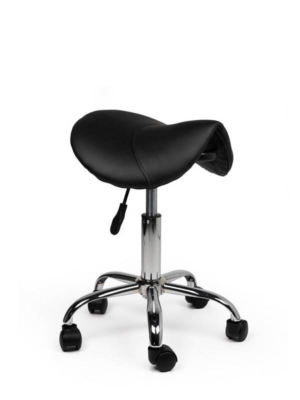Zadelkruk Zwart – Ergonomische Zadelstoel met Wielen – Verstelbare Werkkruk voor Salon, Kappers & Thuisgebruik -